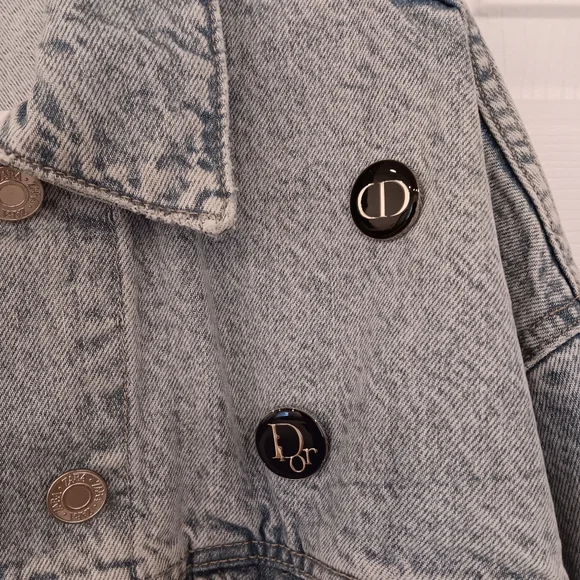 Zara Cropped Oversized Denim Jacket with Dior Pins - Picture 6 of 7